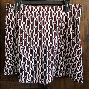 Michael Kors Burgundy and White Geometric A-Line Skirt